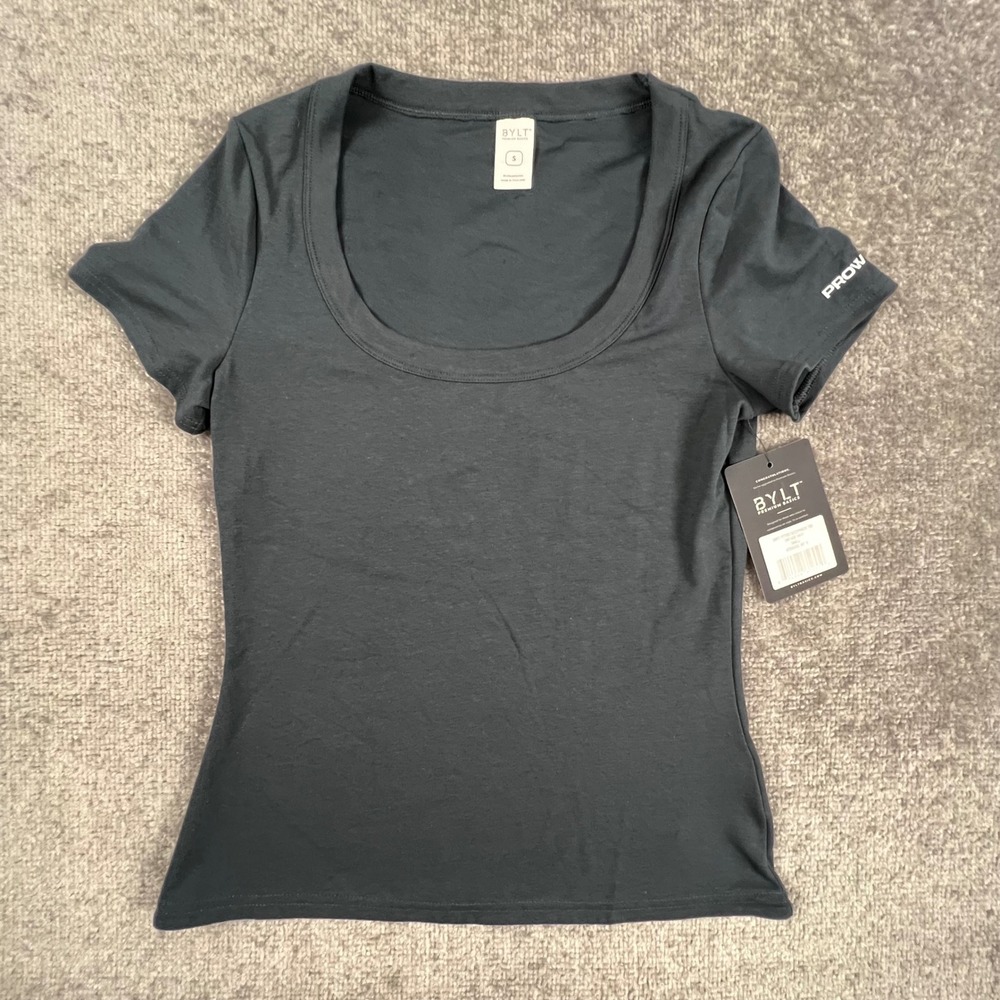 BYLT Drift Fitted Scoopneck Tee Vintage Navy Blue WTSS0352 Small NWT